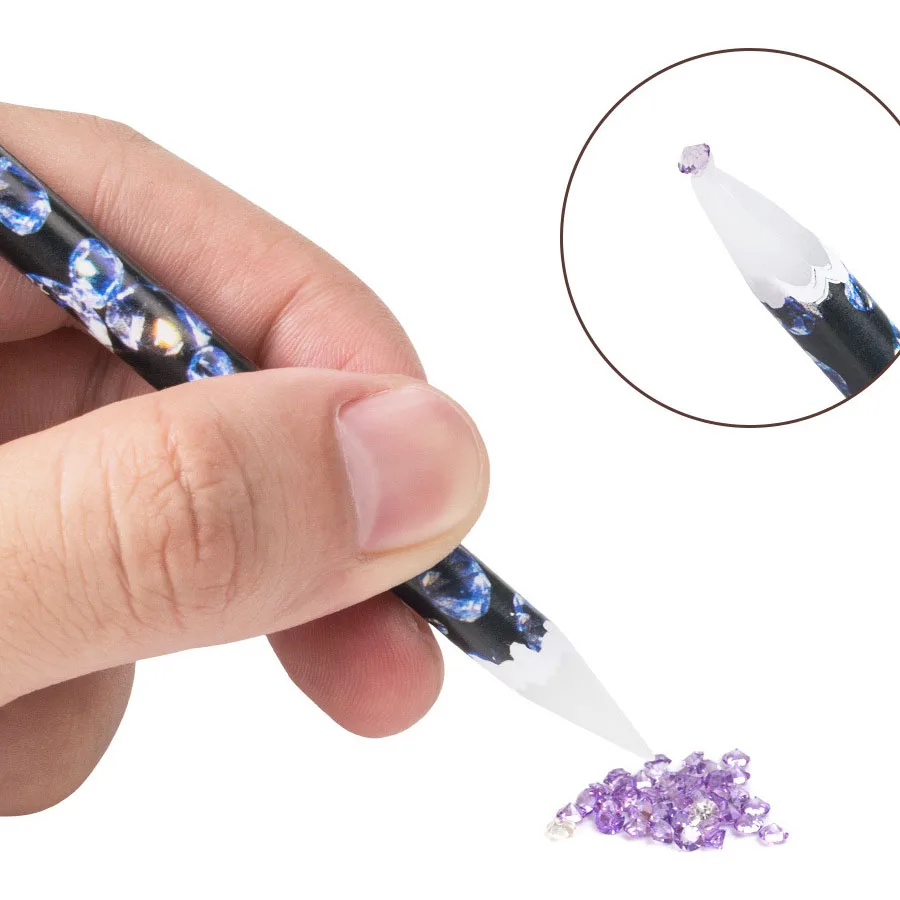 Nail Rhinestone Picker Pencil Nail Dotting Wax Pen Crystal Acrylic Handle Self Adhesive Resin Picker Pencil Gem Pick Up Pen