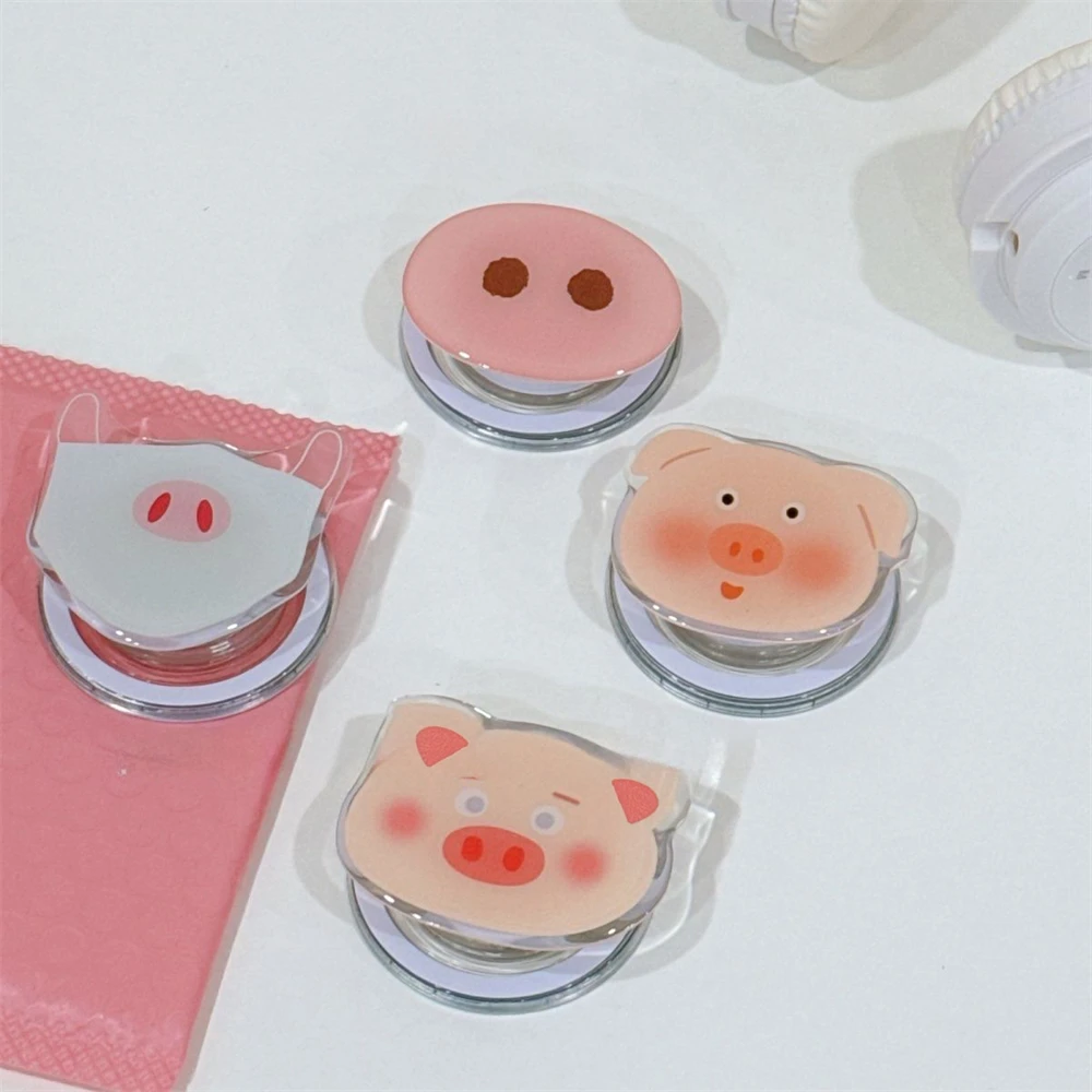 Korean Cute Cartoon Pig For Magsafe Magnetic Phone Griptok Grip Tok Stand For iPhone For Magsafe Braceket Stand Support Ring