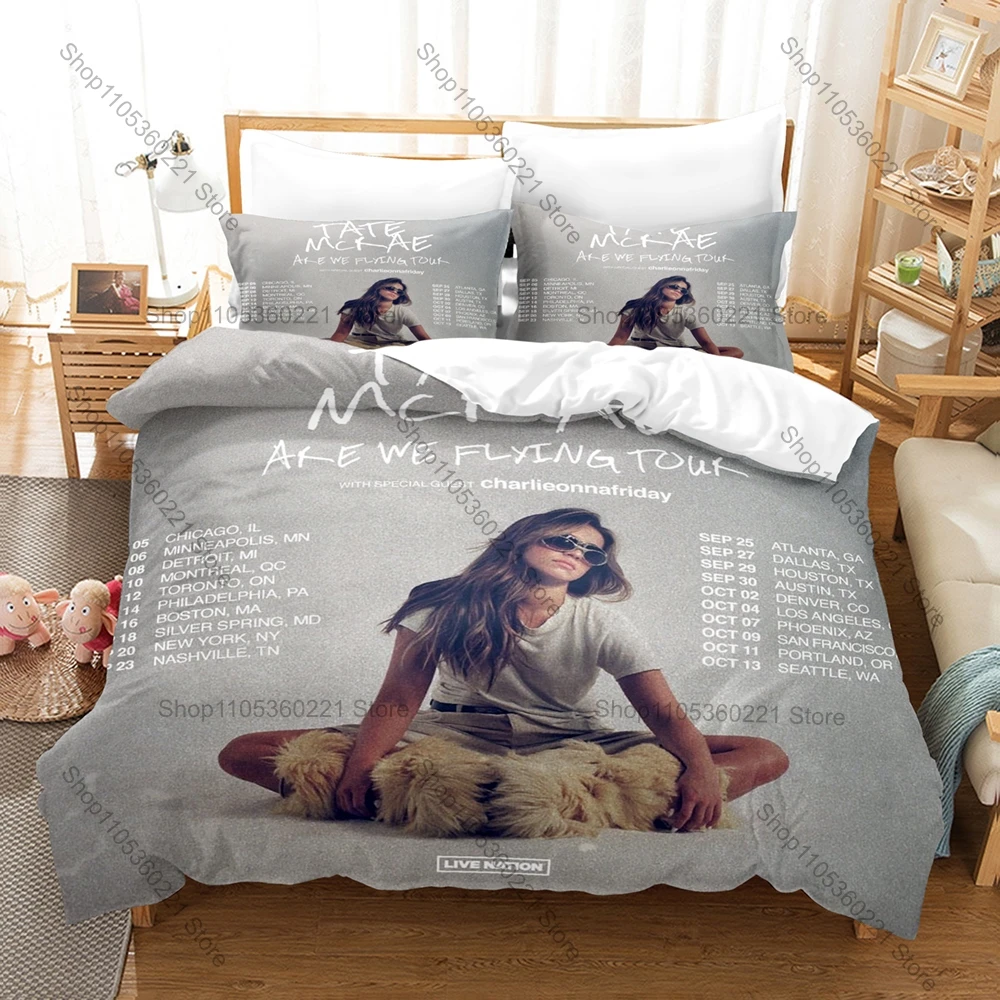 Cool Pop Music Bedding Set 3Pcs Tate McRae Exquisite Print Stylish Home Decoration for Fans Pillowcase for Fans