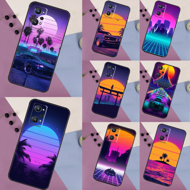 Synthwave 80's Retro Neon vaporwave For Realme C53 C51 C55 C21Y C35 C33 C31 C30 C25 C11 GT Neo 5 9 10 11 Pro Plus GT5 Pro Case