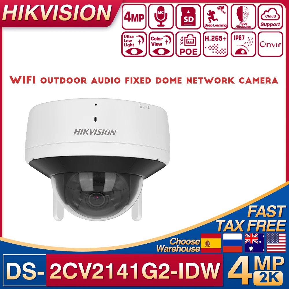 

Hikvison 4MP Outdoor Audio Fixed Dome Network Camera DS-2CV2141G2-IDW Wireless Two-Way Audio Fixed Security Surveillance Cameras