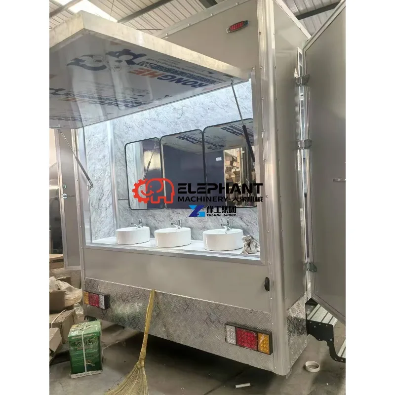 Luxury Portable Outdoor Toilet Trailer Durable Fiberglass Mobile Hand Washing Station Trailer Events Bathroom Trailer for Sale