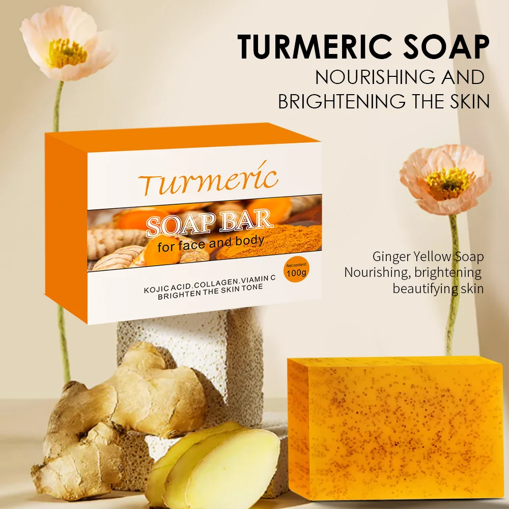 1/3/5/7Pcs Turmeric Hand Made Soap, Lemon Kojic Acid Soap, Shower and Facial Soap body care