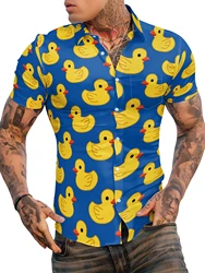 Men's Hawaiian Shirts,Duck Summer Beach Casual Short Sleeve Button Down Shirts, Tropical Holiday Beach Shirts with Pocket