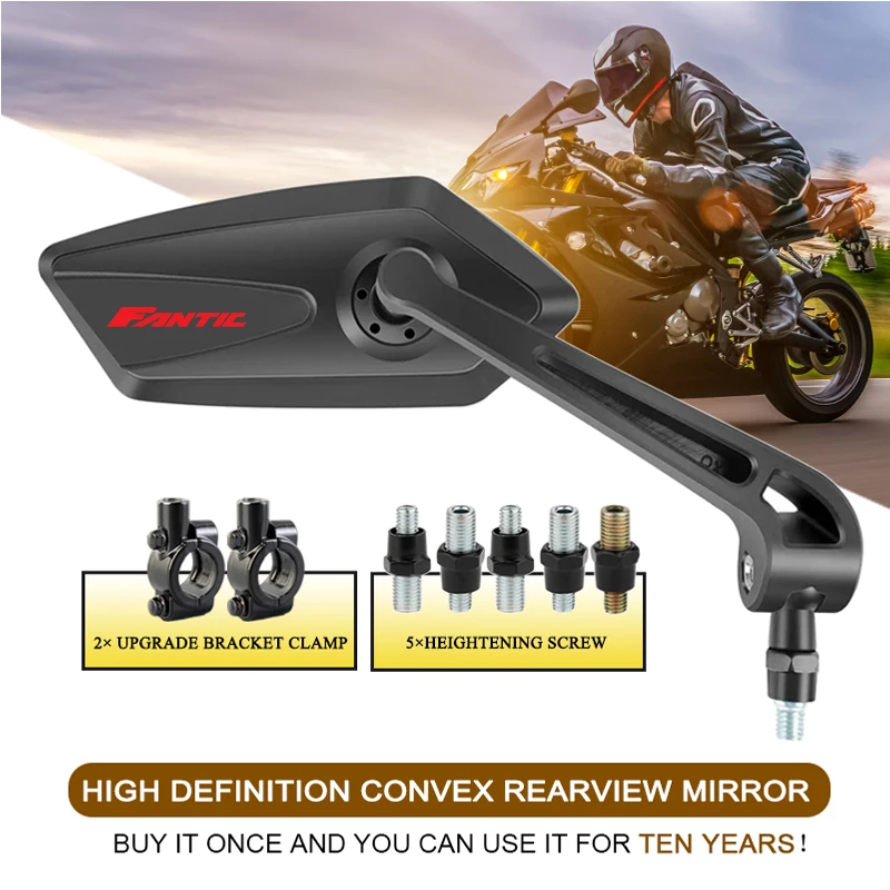 Motorcycle Rear View 8MM 10MM Side Mirror For FANTIC CABALLERO TRACK 125 SCRAMBLER 500 XE125 XE5 2024 Handlebar Bars End Mirror