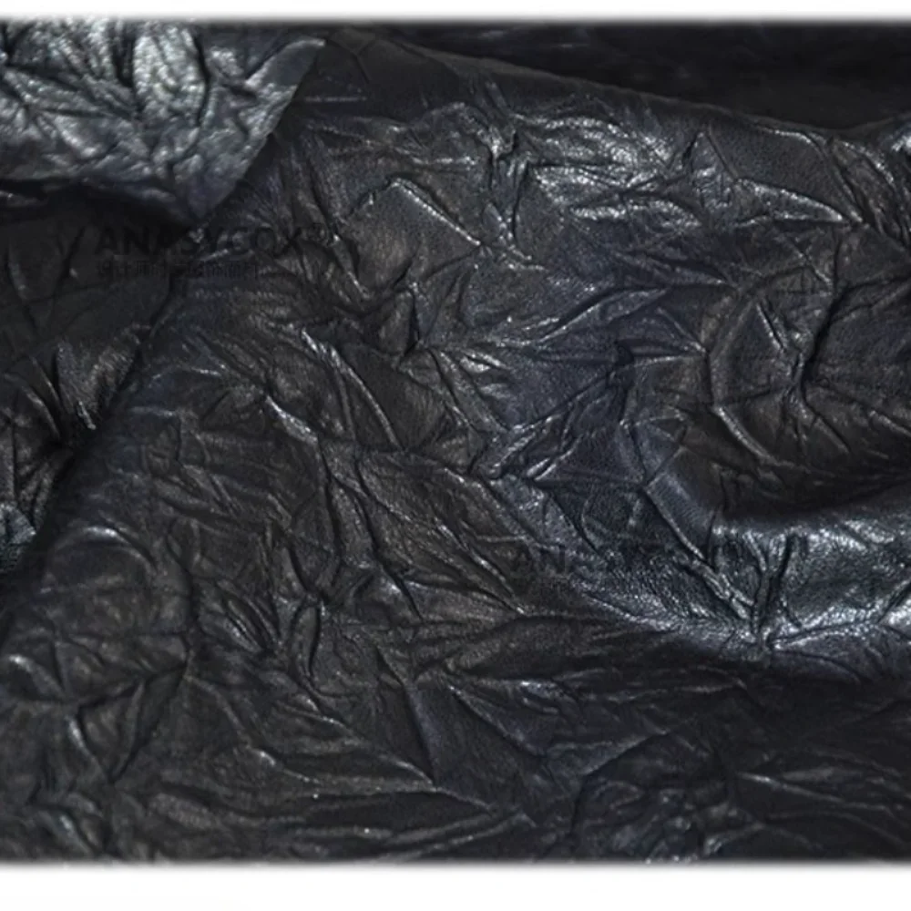 

Плиссированная переработанная искусственная кожа из ПУ для оригинальной одежды, домашнего декора, ткань для шитья своими руками, продается на метры.