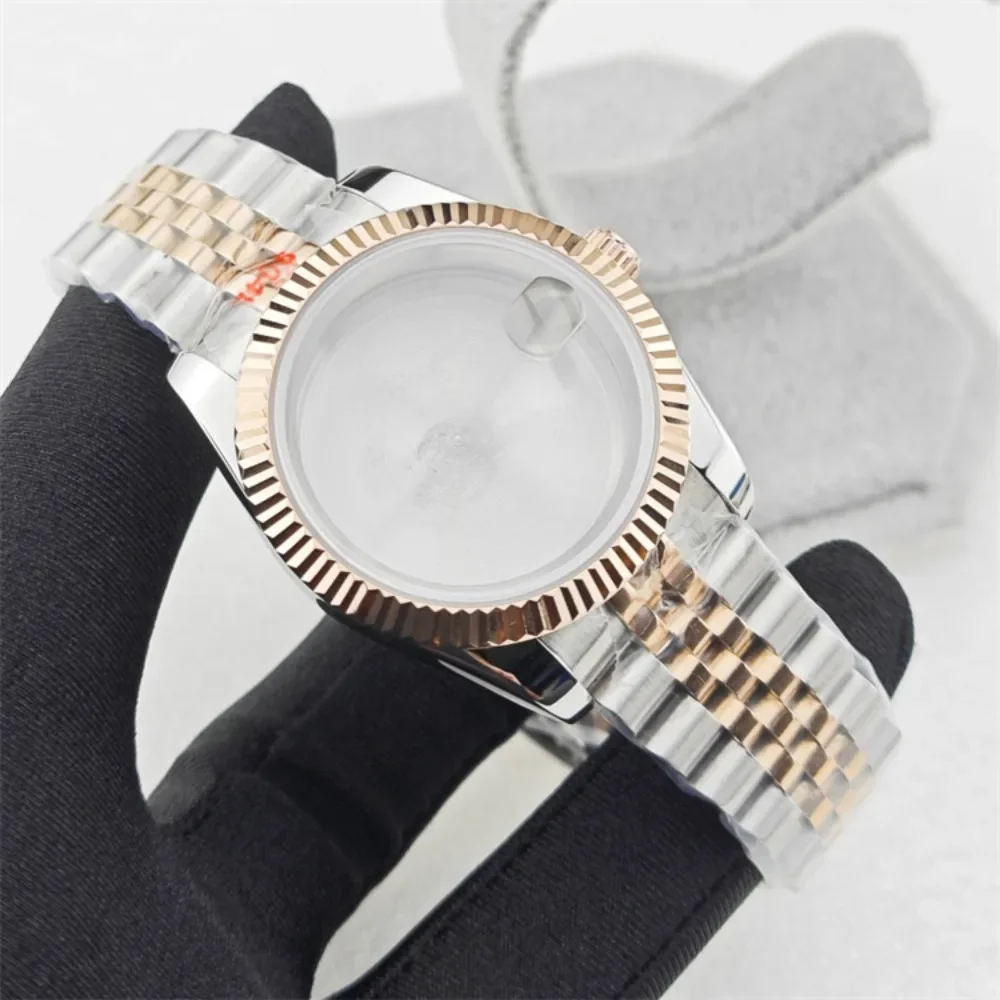 39mm Stainless Steel Watch Case Set + Metal Strap Dog Tooth Ring Logbook Case Watch Accessories for NH38/NH35/NH36/NH34 Movement image 3