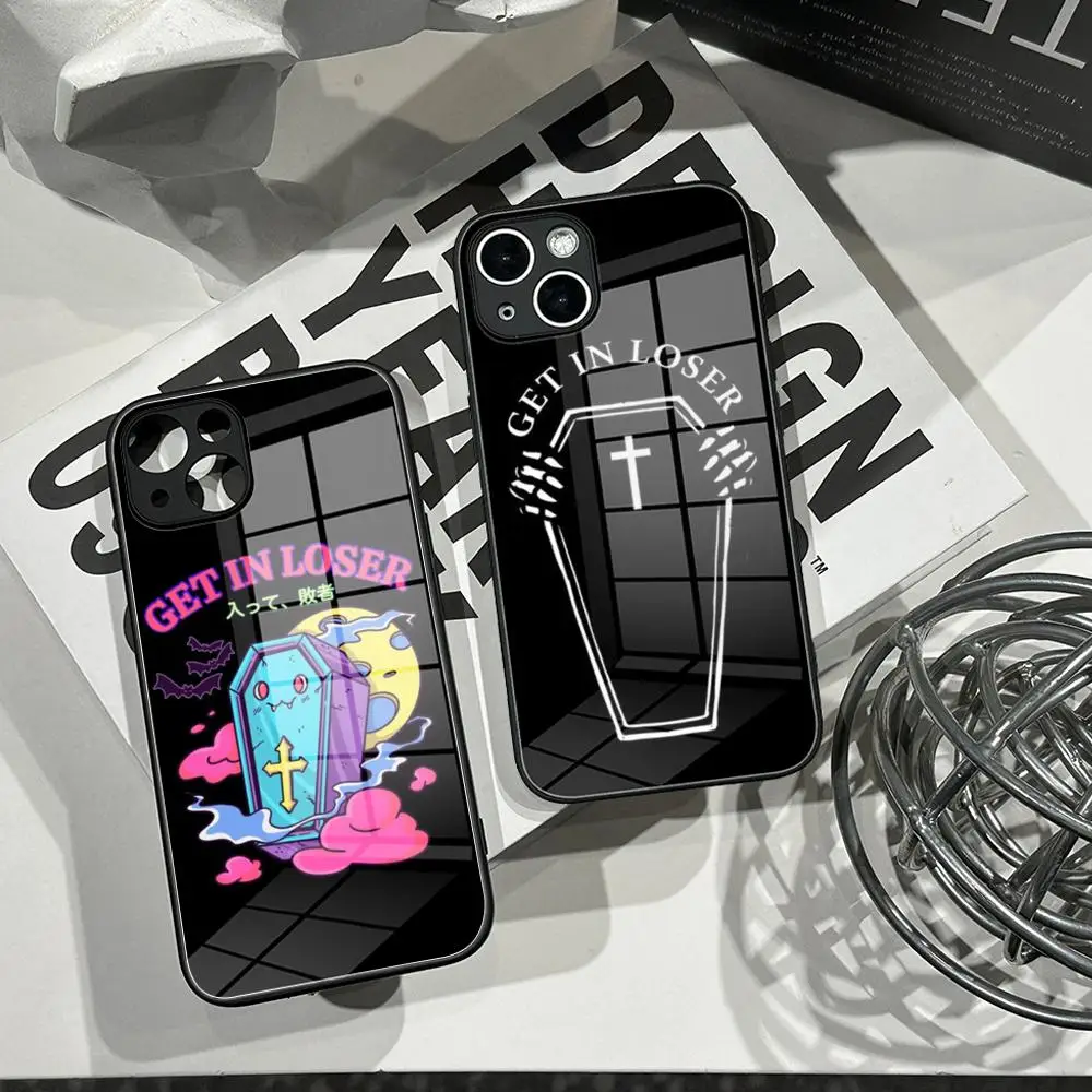

Get In Loser Kawaii Coffin Phone Case Tempered Glass Shell FOR IPhone 16ProMAX 14 12 17Pro Air 15 16 Plus 13 Pro MAX Cover