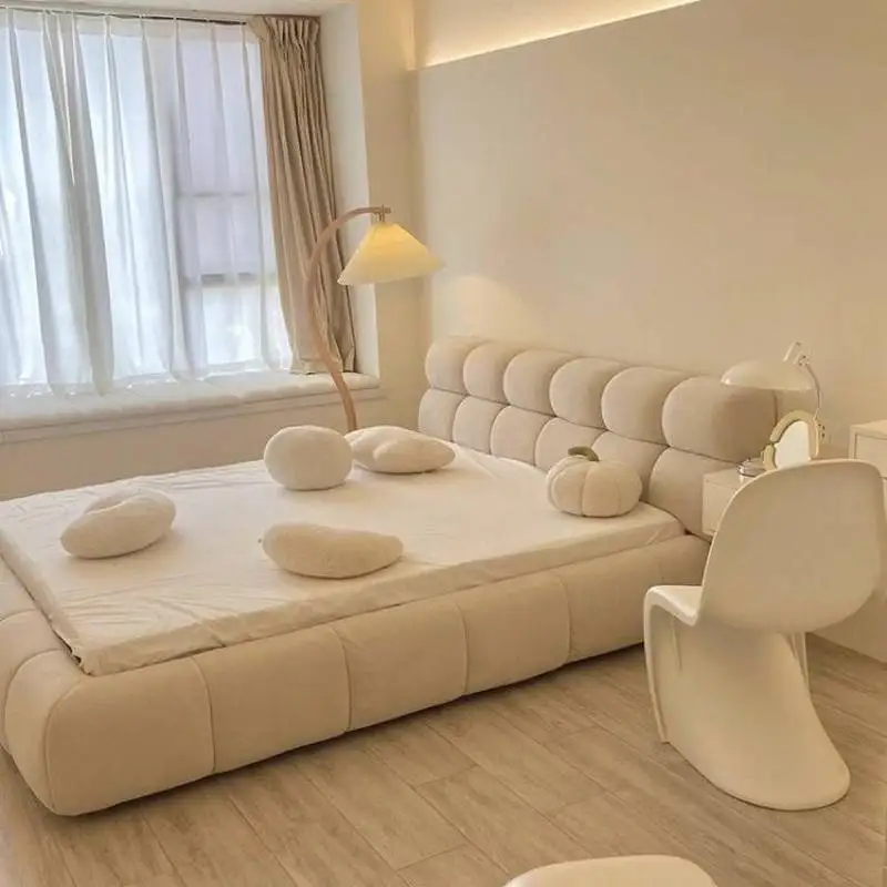 

Blue European Double Bed Decoration Elegant Soft Wooden Japanese Double Bed Luxury Modern Storage Cama Queen Bedrooms Furniture