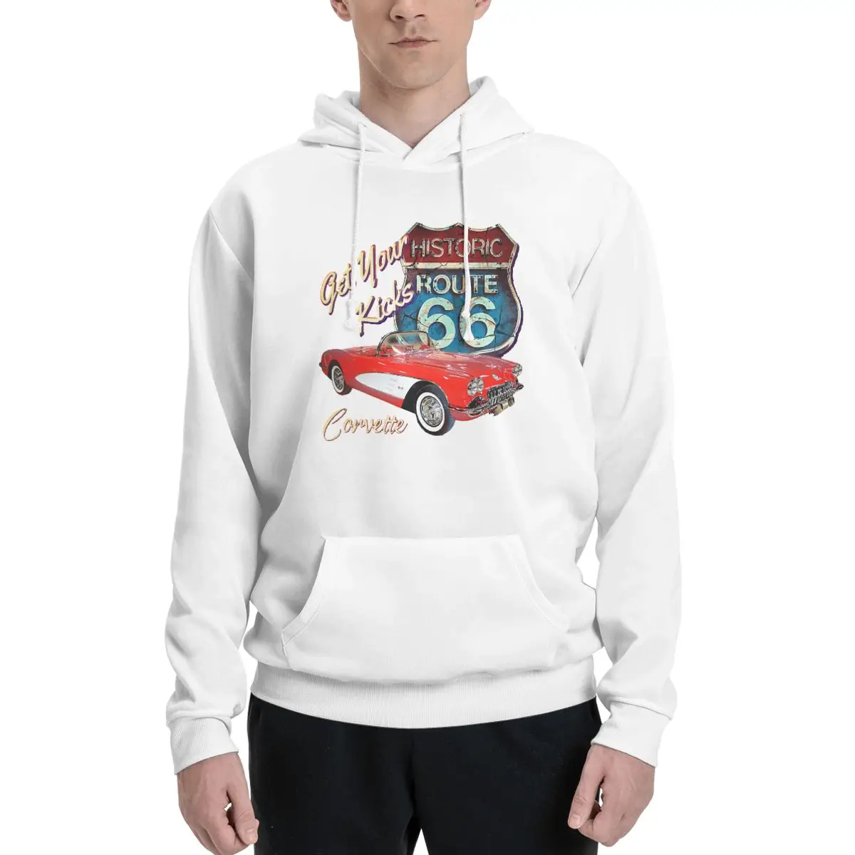 1956 Chevy-Bel Air Car Street Hot Rod Antique - Route 66 Hoodies Men's Women Pullover Sweatshirt Long Sleeve Clothing Autumn