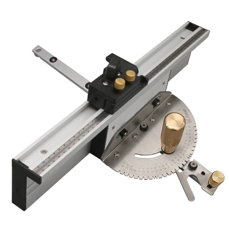 Woodworking Miter Gauge with 450mm Guide Rail and Limit Stop Heavy-Duty Aluminum Copper Durable Miter Gauge for Precision Cuts