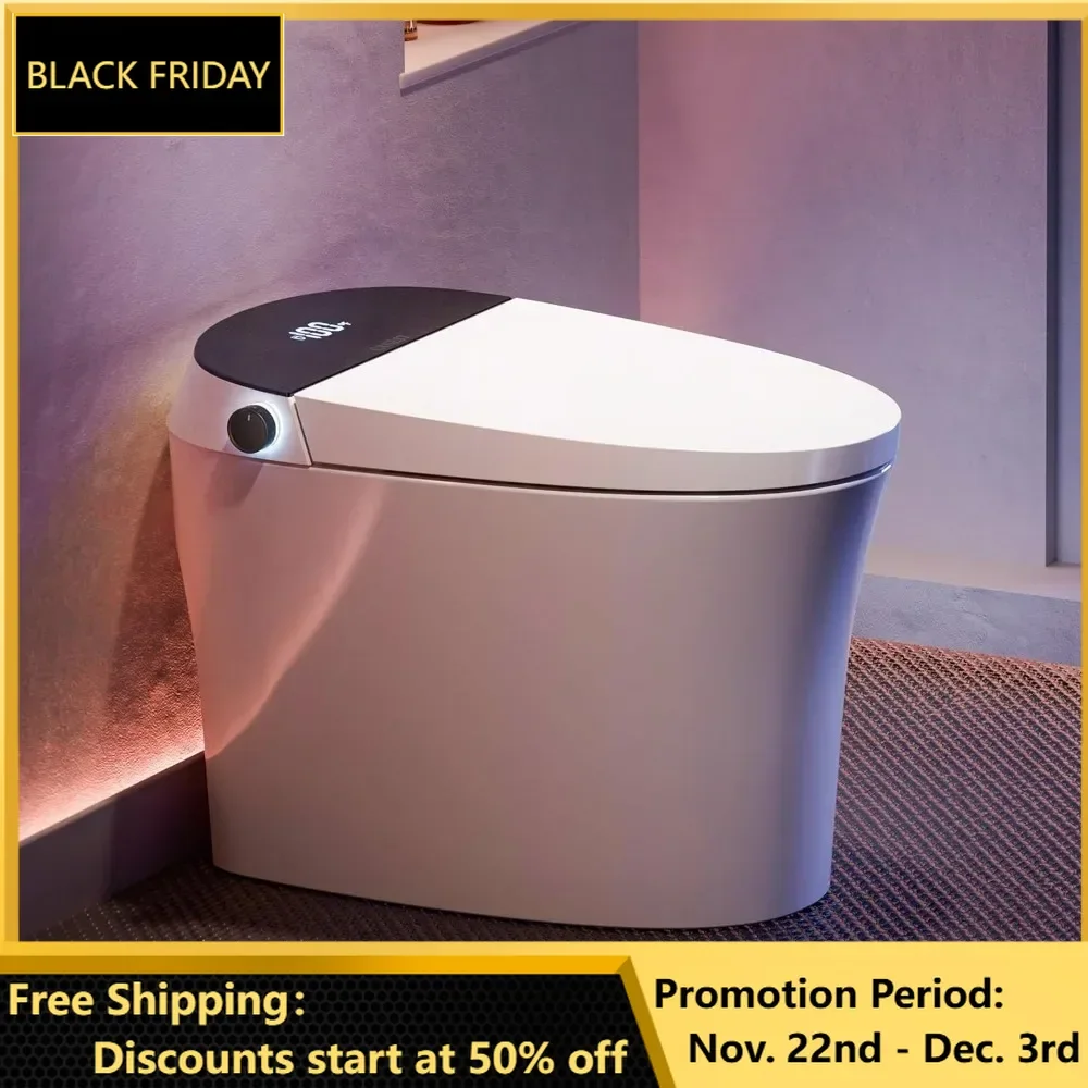 

Smart Bidet Toilet, Bidet Built in And Pump-assisted Flush, Foot Sensor Operation and Warm Water, Heated Seat, Toilet Smart