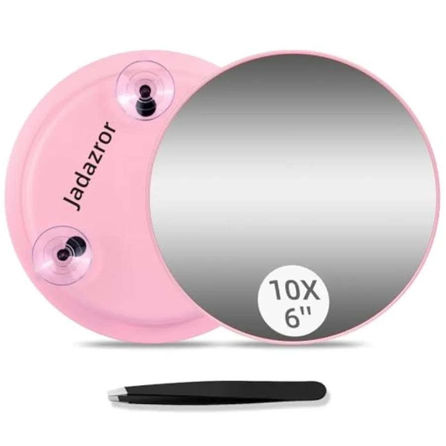 

10X Makeup Magnifying Mirror, 6inch Hand mirrors Makeup Magnification and Tweezers Set, 10X Travel Magnified Mirror with Suctio