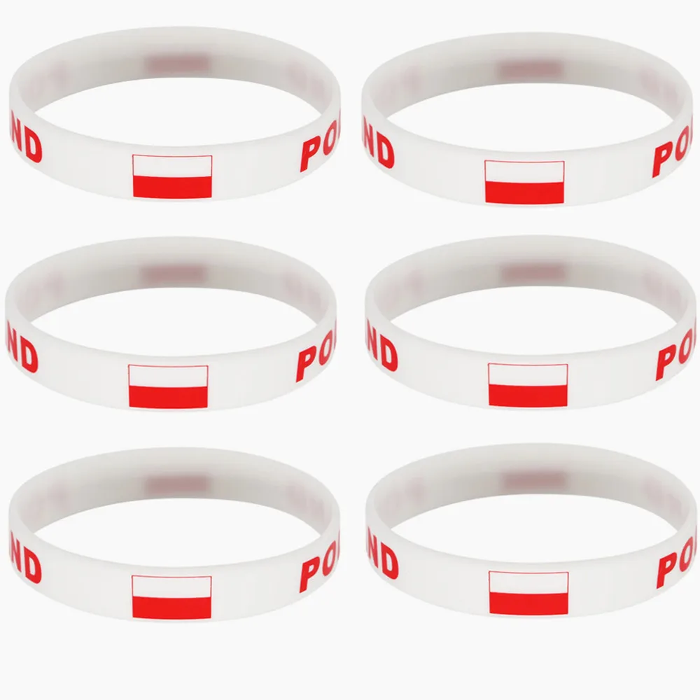 

Wholesale 80pcs Poland Flag Silicone Bracelets Sports Game Wristband National Wrist Strap for Men Women Rubber Band Accessories