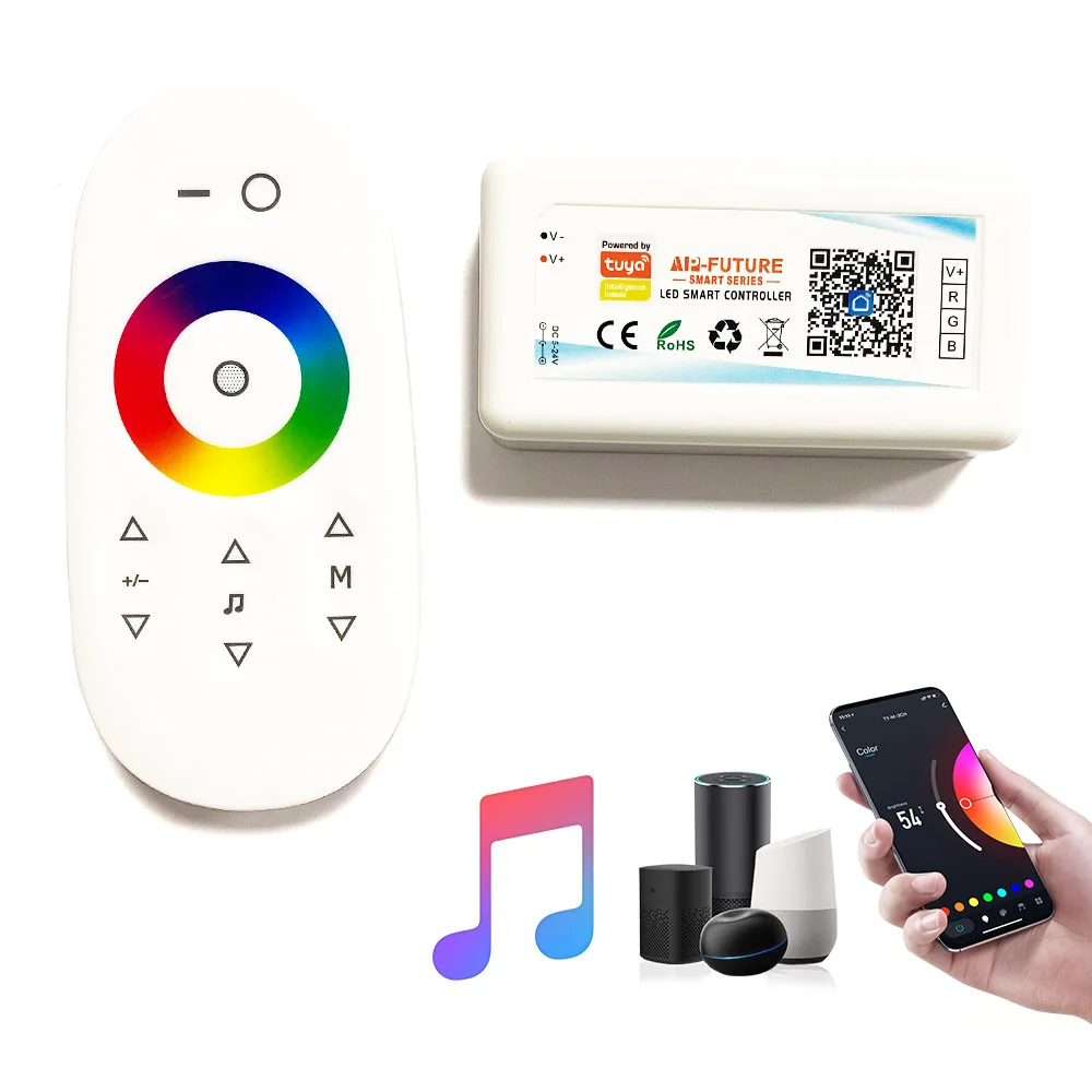 Kontroler taśmy LED Alexa Google Speaker Tuya WiFi Smart APP Ściemniacz CCT RGB COB 2835 5050 12V24V Miboxer SP107E 2.4G RF — zdjęcie 5