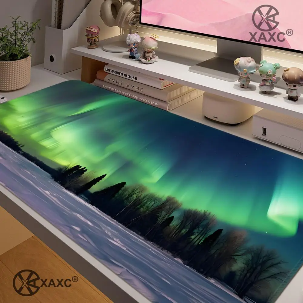 

Aurora Borealis Mouse Pad Gamer Large Home Computer MousePads Desk Mats Gamer Natural Rubber Soft Laptop Office Mouse Mat HYBXXC