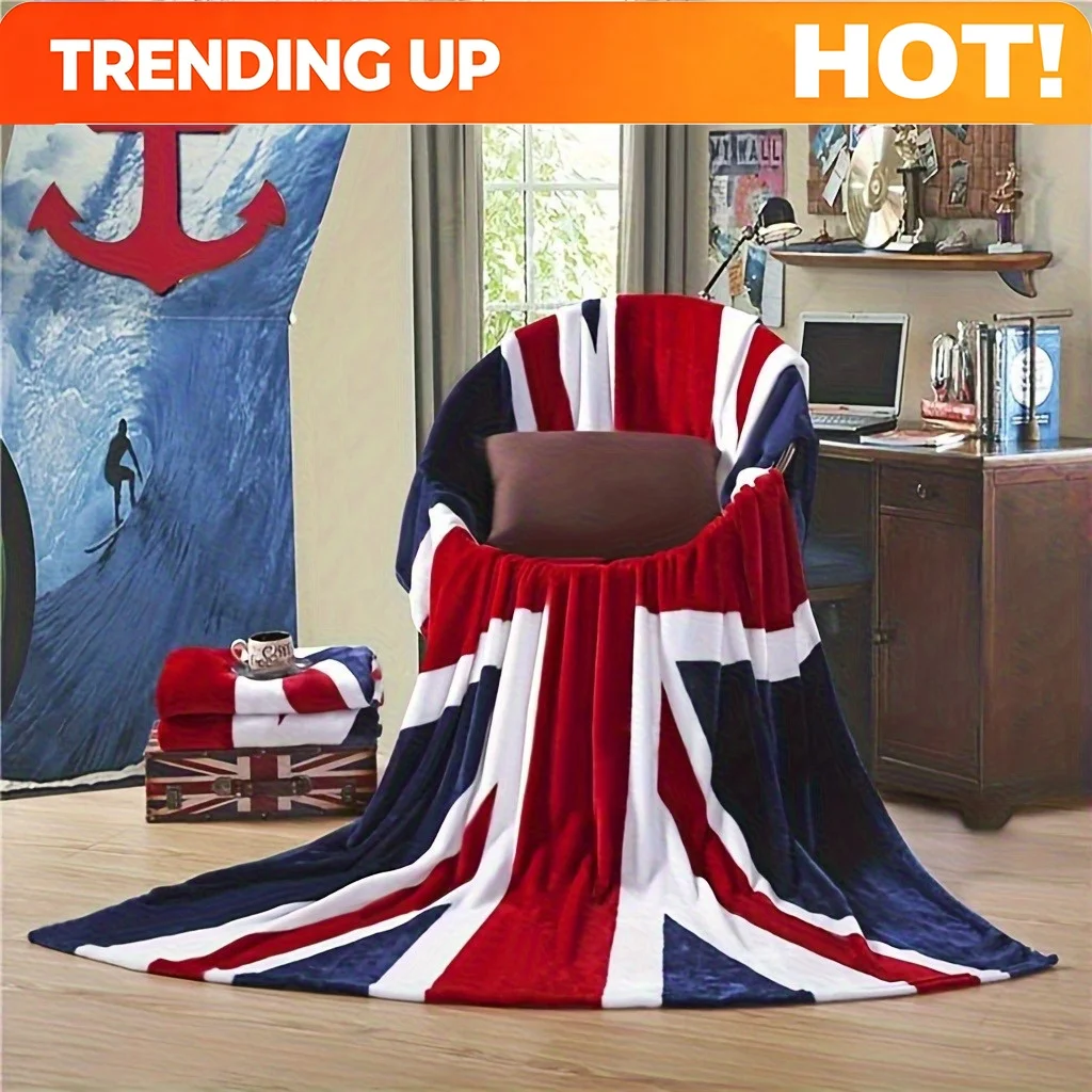 Customize 1 Super Soft British Flag Blanket- Warm and Comfortable Flannel Shawl, Suitable for Sofa, Car, and Travel- Machine Was
