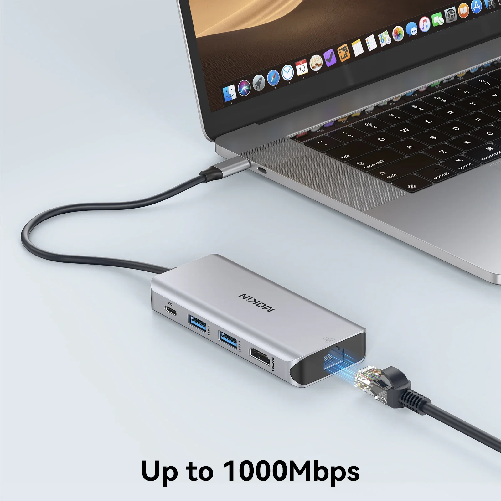 MOKiN 8 w 1 Adapter USB C HUB na HDMI z USB3.0 1000Mbs RJ45 SD/Micro SD PD 100W Hub szybkiego ładowania do MacBook Pro/Air Laptop