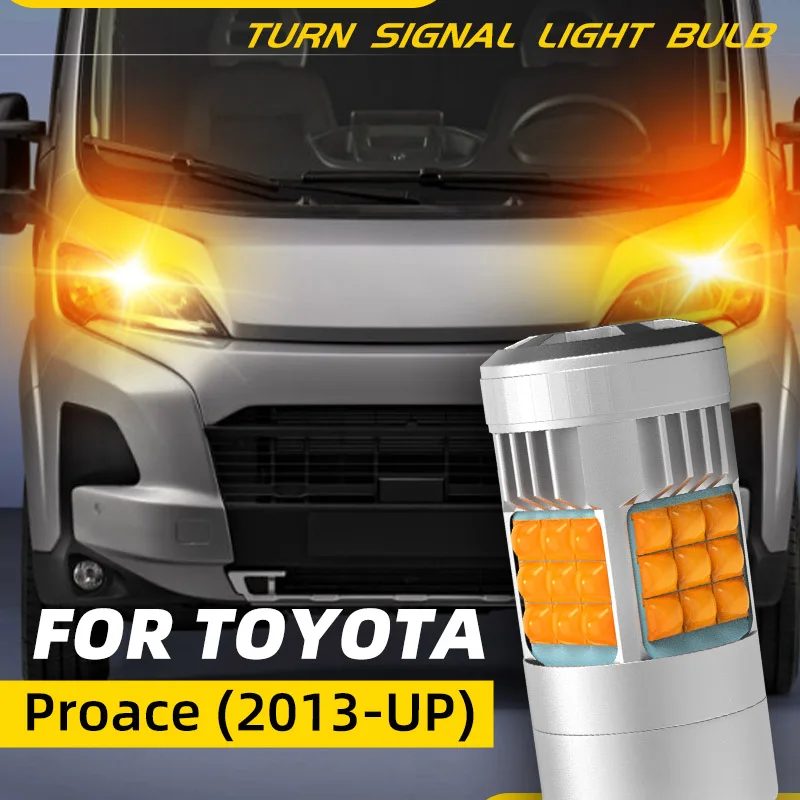 

2× Car LED Turn Signal Lights Bulbs Front/Rear Amber Direction Indicator For Toyota Proace City Verso Max SWB LWB 2024 2022 2017