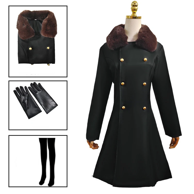 

M3GAN Cosplay Costume Horror Megan Black Fur Collar Coat Set AI Doll Robots Dresses Gloves Socks Adult Kids Halloween Party