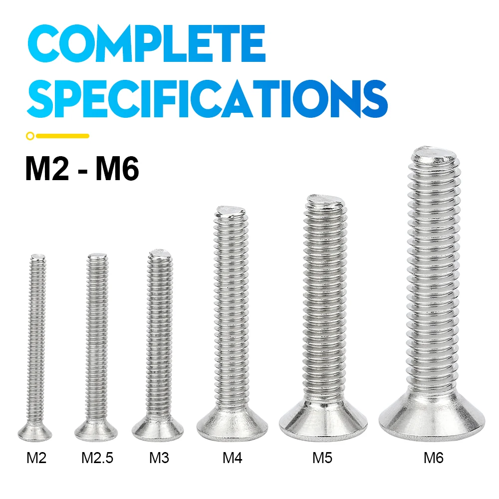 NINDEJIN Hex Hexagon Socket countersunk head screw kit m2 m2.5 m3 m4 m5 m6 stainless steel flat head bolt and nut screw set