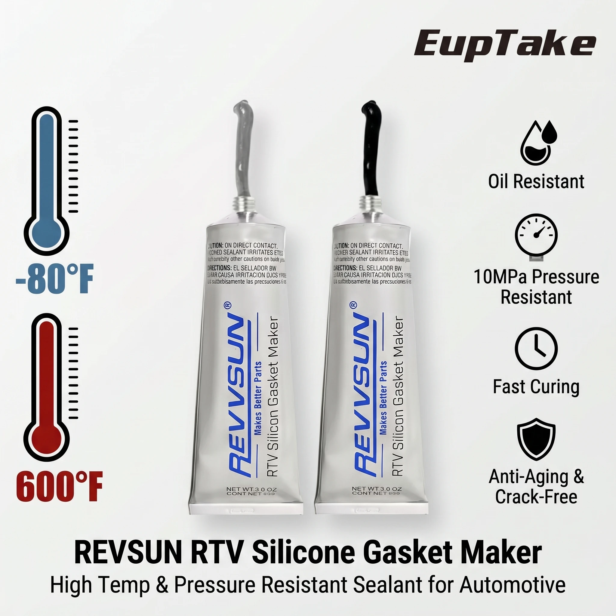 

1/3/5/10pcs Motor Gasket Sealant Automotive Engine Sealant 3.0 OZ Adhesive High Temperature Black/Gray RTV Silicone Gasket Maker