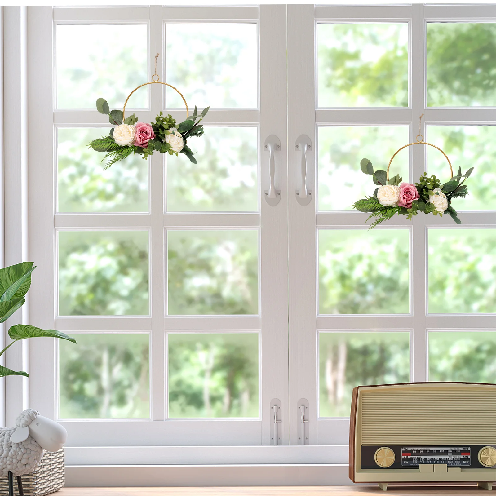 

1Pcs Simulation Flower Wreath Artificial Metal Garland for Door Wall Decoration Nordic Style Home Wedding Christmas New Year