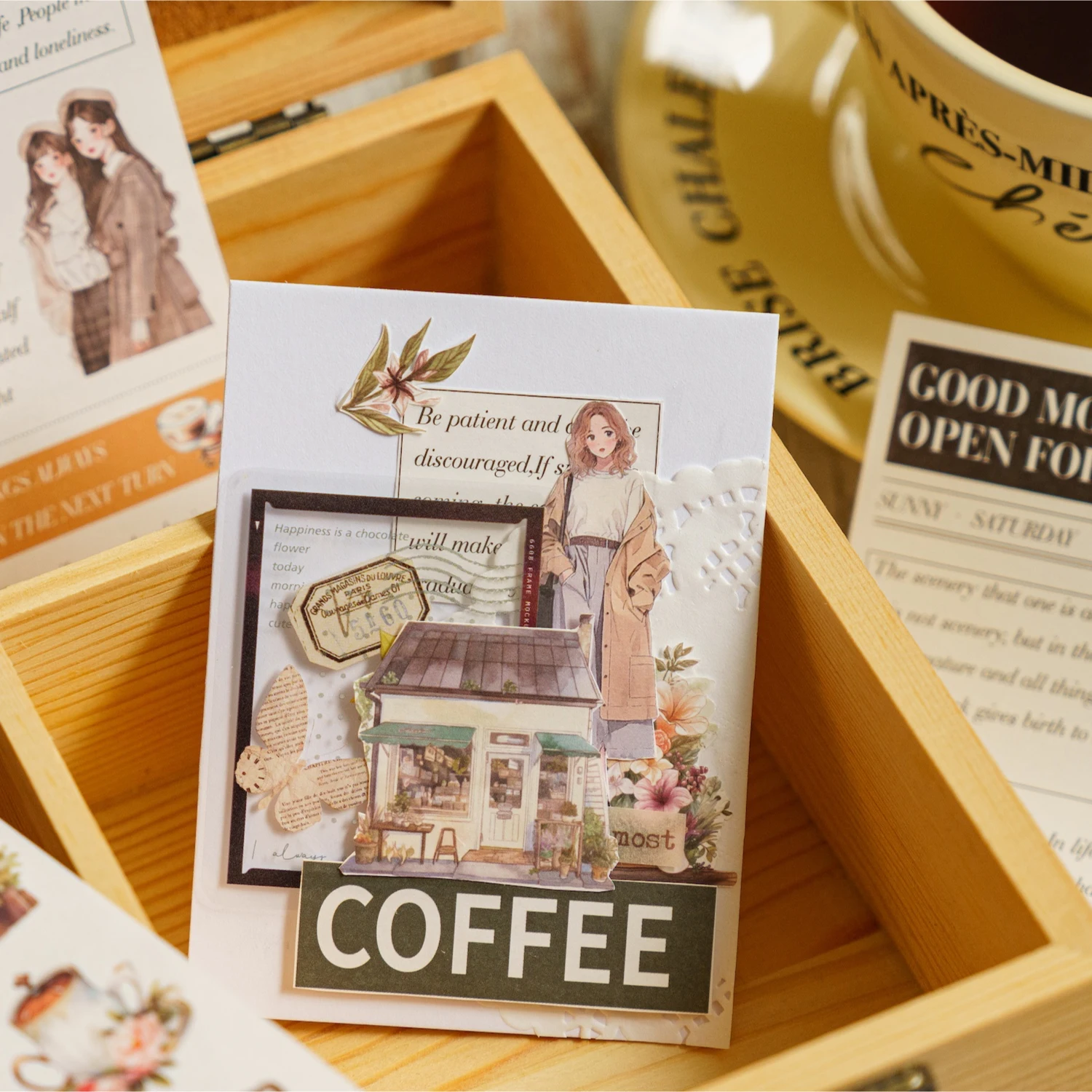 30pcs/lot Travel Coffee Theme Stickers Vintage Coffee Pattern Stickers for Planner Journal Scrapbooking Hand Account Decoration