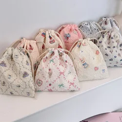 Cute Small Coin Purse Key Earphone Data Cable Drawstring Storage Bag Women Jewelry Lipstick Cosmetic Tote Rope Pouch String Bags