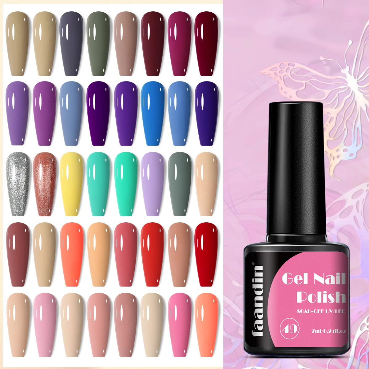 6Pcs/Set Faandin 0.24oz*6 Bottles Gift Box Set, Solid Color Pearlescent Gel Nail Polish Set, Rich Colors, Selected in Purple, Red, and Colorful Tones, Dazzling Nail Polish Gel Set, High-Quality Nail Polish Gel, Long-Lasting and Wear-Resistant, Not Easy to Fade, Easy-To-Remove Nail Polish Gel, Gift for Mom, Gift for Girlfriend, Perfect Gift, Wholesale Nail Polish Gel for Nail Salons