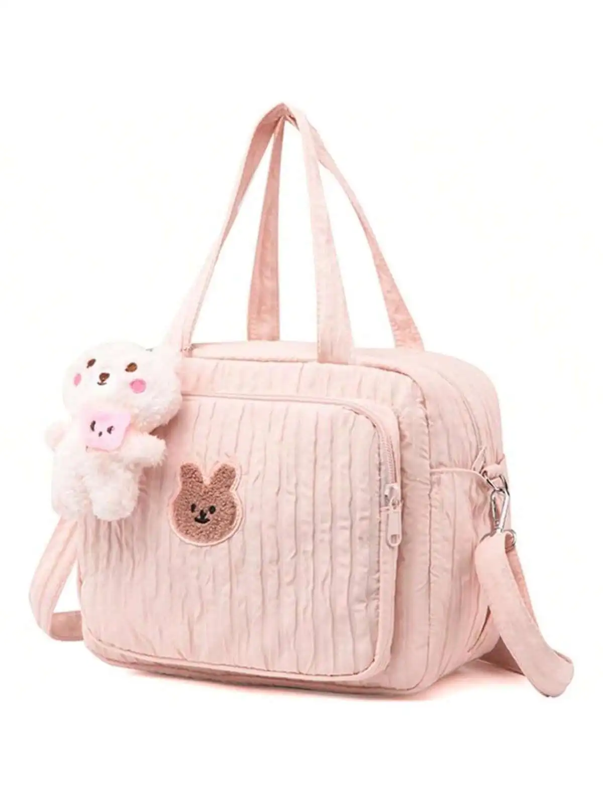 1pc Solid Color Baby Diaper Bags Organizer Maternity Bag Animal Cartoon Portable Nylon Mom Travel Tote Bag With Pendant