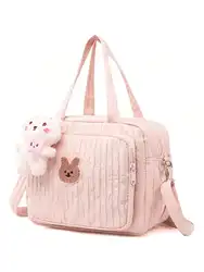 1pc Solid Color Baby Diaper Bags Organizer Maternity Bag Animal Cartoon Portable Nylon Mom Travel Tote Bag With Pendant