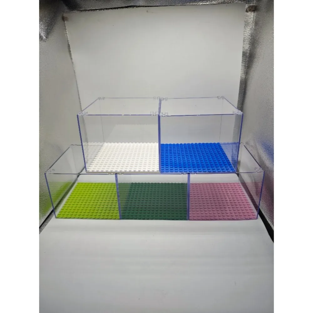 Square transparent display box dust-proof building blocks mini character storage box stackable desktop toy model collectionpiece