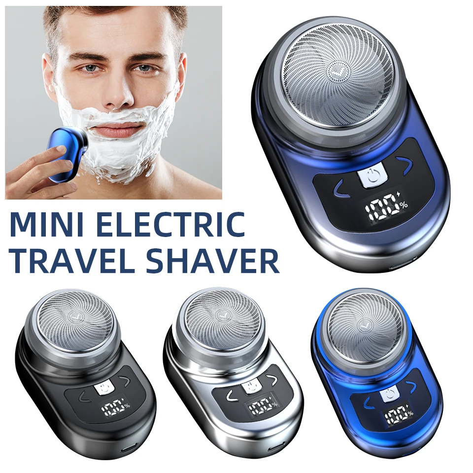 Portable Mini Electric Rechargeable Shaver Digital Power Display Mens Razor Cordless Razor Beard Shaver for Face Body 8000rpm