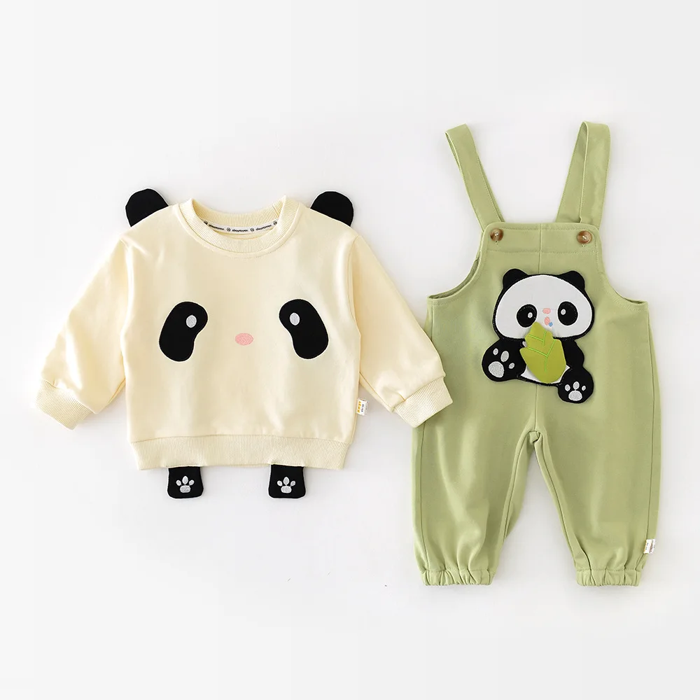 

Children's Autumn Suit Girls' Foreign Style Panda Sweatershirt and pant Boys' Baby Fun Casual Overalls Two-piece Set