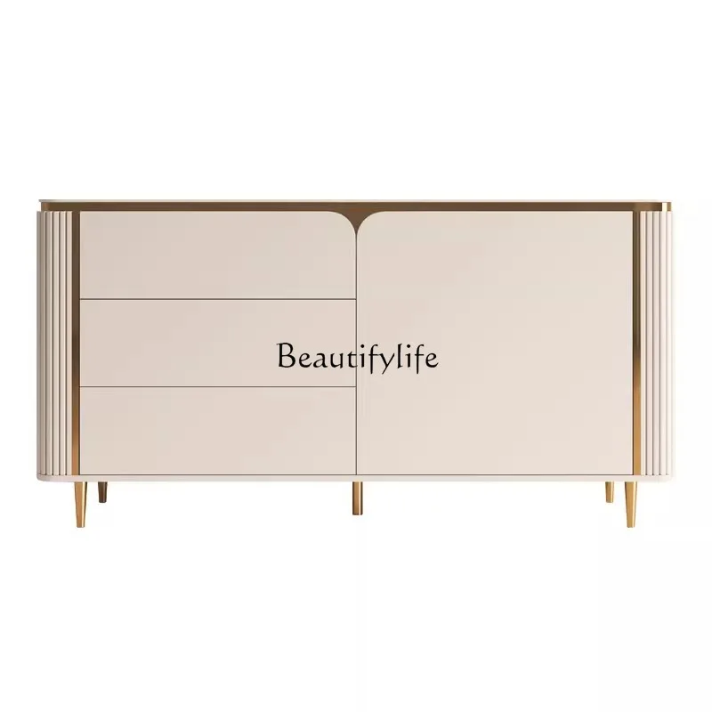 

High-end light luxury rock slab all solid wood dining side cabinet living room modern simple entrance locker