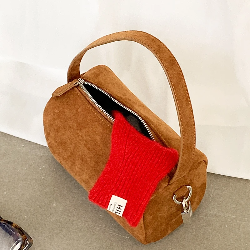 

Vintage Faux Suede Mini Box Pillow Bags For Women Luxury Designer Handbag And Purse 2026 New In Lock Underarm Shoulder Wrist Bag