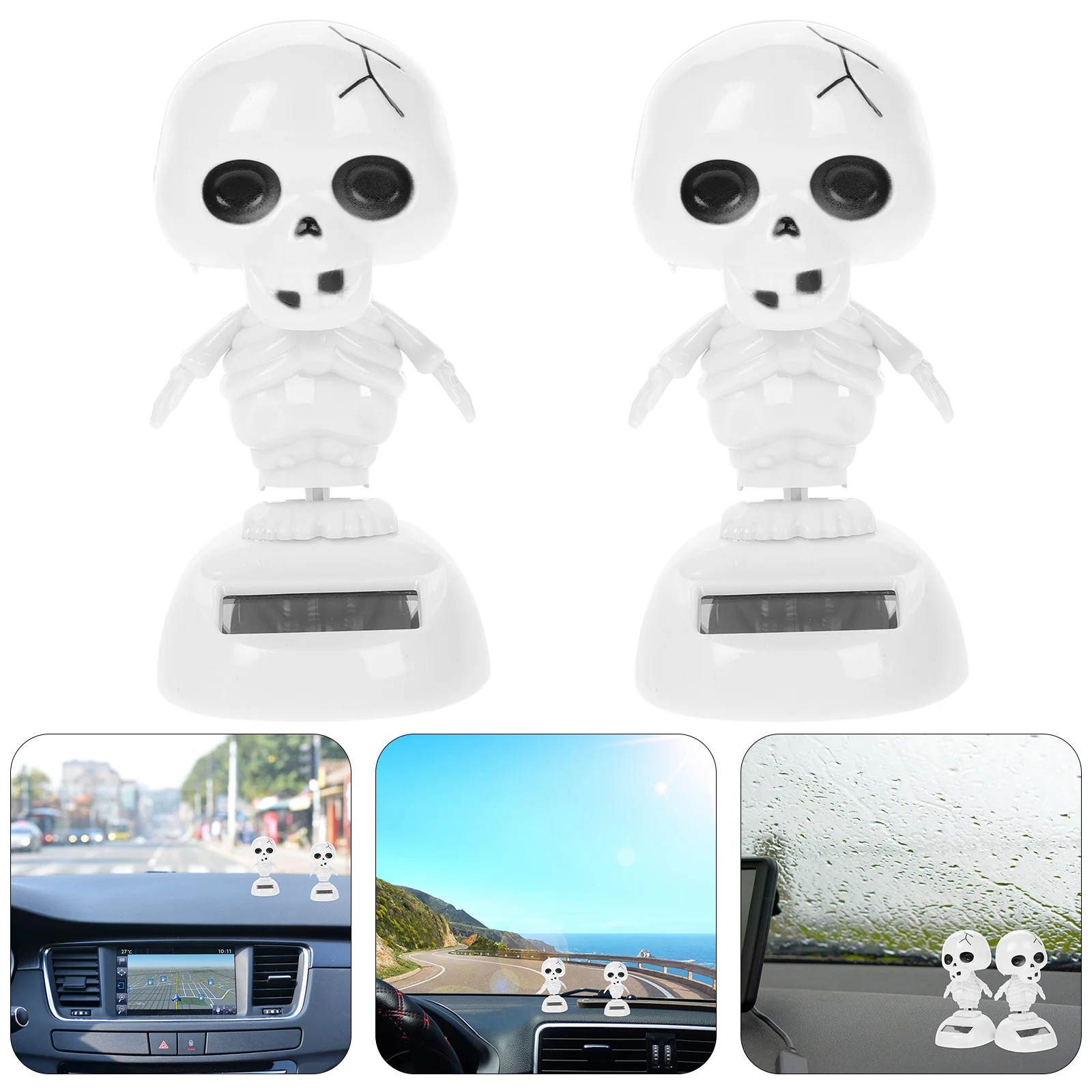 2 pçs dança solar fantasma decoração de halloween plástico resistente decoração para carro desktop casa quarto mesa movido a energia solar