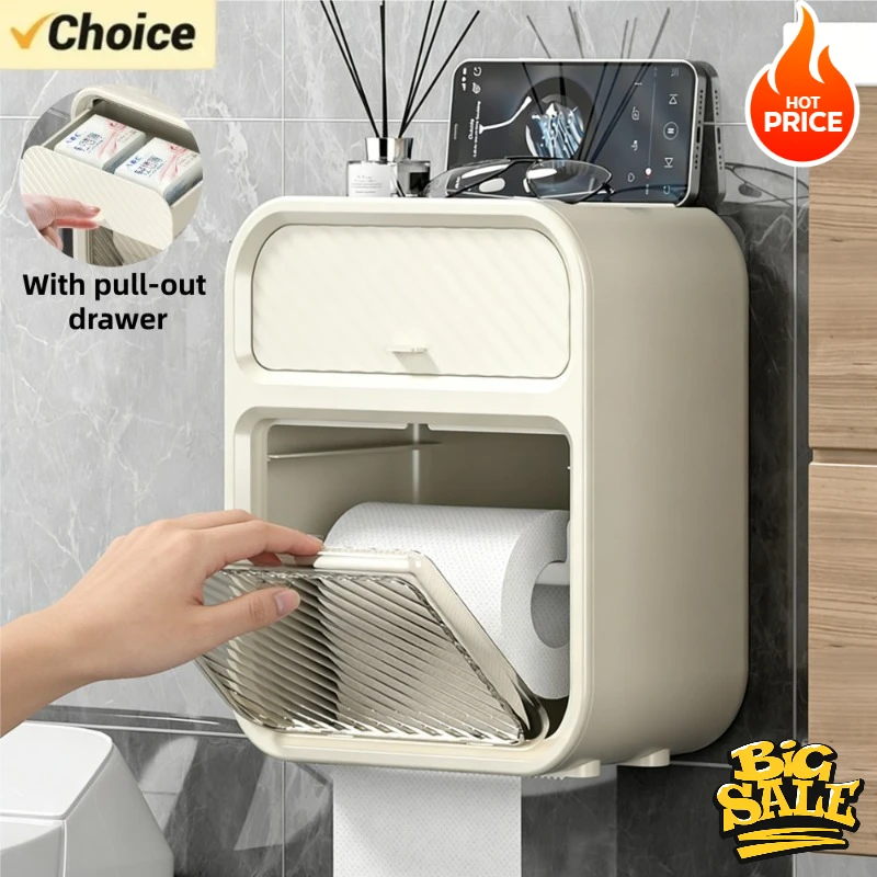 1pc nova caixa de tecido higiênico fixado na parede, rolo tubo de papel, sem perfuração à prova dwaterproof água rolo de papel higiênico rack de armazenamento do banheiro