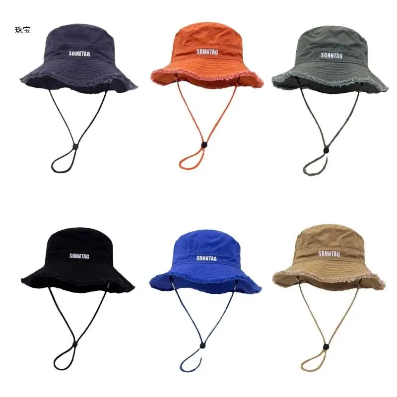 X5QE Bucket Hat Casual Summer Headwear Old-fashioned Embroidery Fisherman Hat