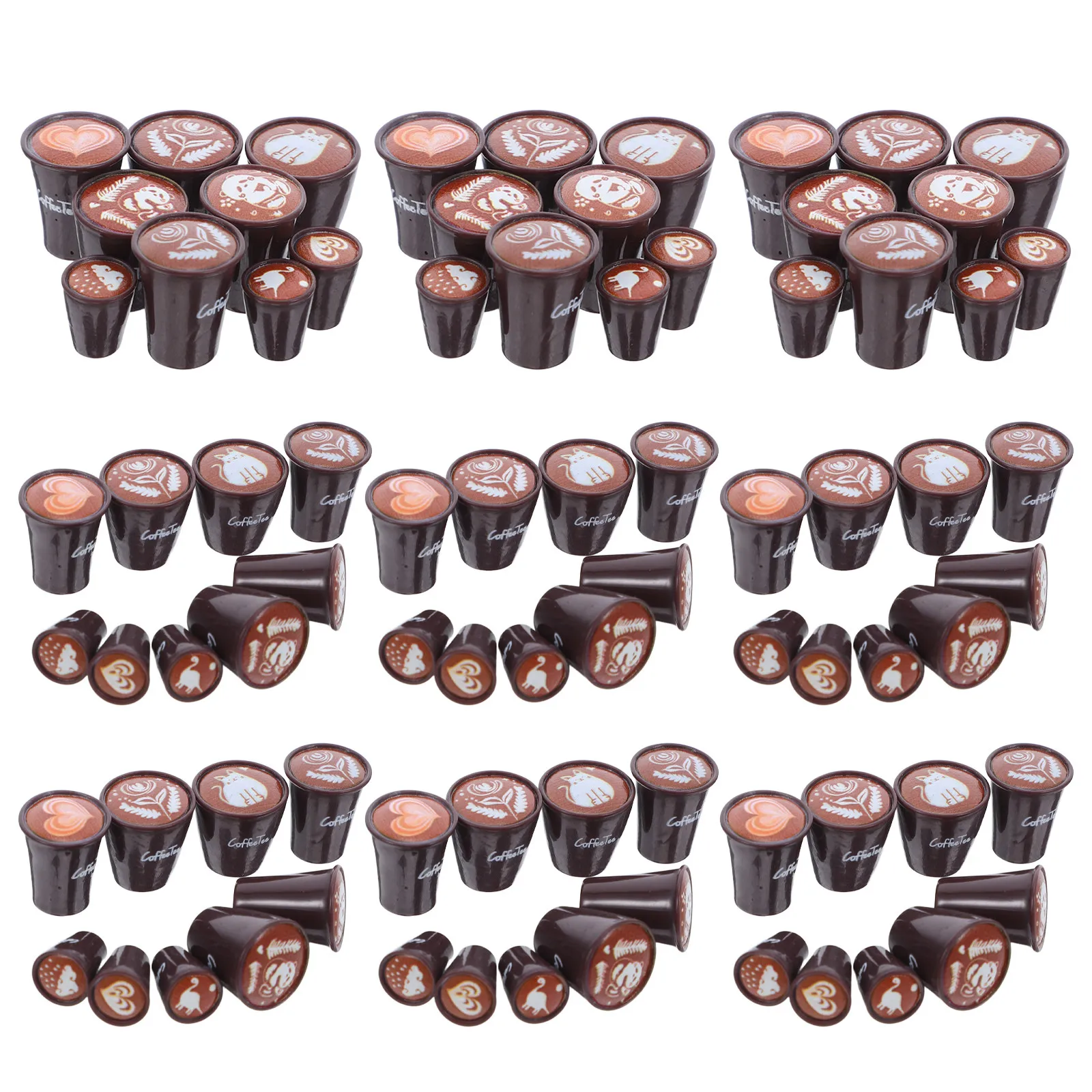 90Pcs Mini Coffee Cups Resin Latte Art Dollhouse Kitchen Set Japanese Mini Beverage Accessories Micro Landscape Decoration