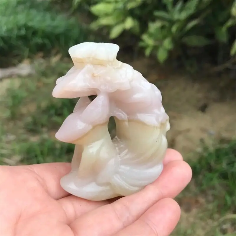 

6,7 см натуральный цветной кальцит луна лиса резьба животное ландшафтный дизайн исцеление Рейки Рождественское украшение дома подарок 1 шт.