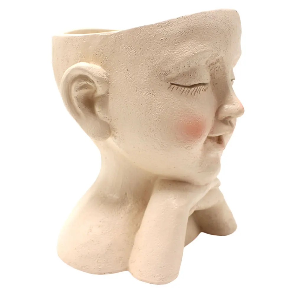 

Resin Craft Flowerpot for Succulent Arrangement Decorative Plant Container with Simple Flat Bottom Design