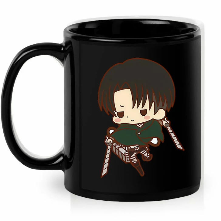 330Ml Ceramic Mug for Attack On Titan Eren Yeager Levi Ackerman Q Version Pattern Tea Water Cup Ceramic Breakfast Cup Coffee Cup