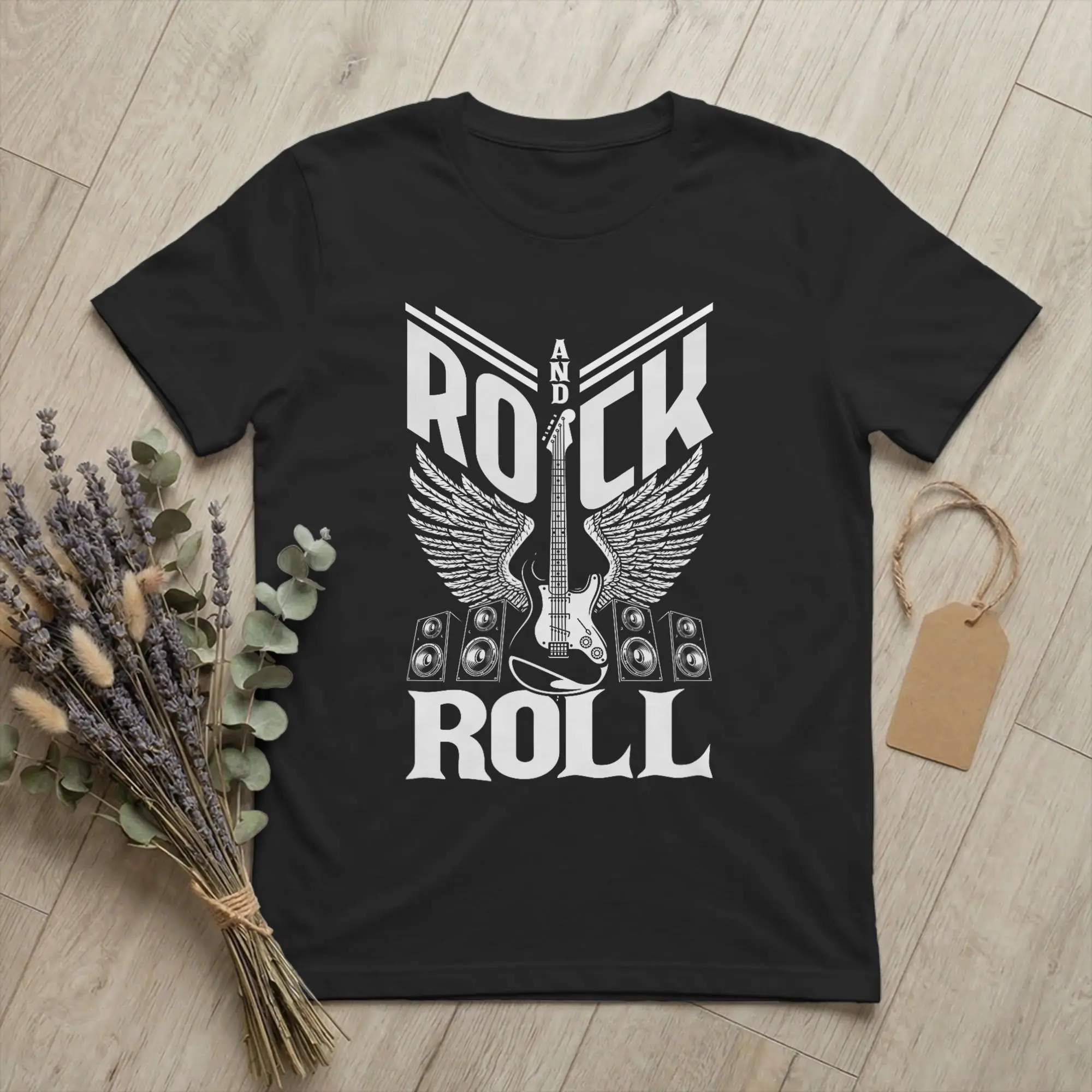 Guitar-Bass Rock and Roll Musician T Shirts Men 100% Cotton Humorous T-Shirt O Neck Wings Tee Short Sleeve merchandise Summer