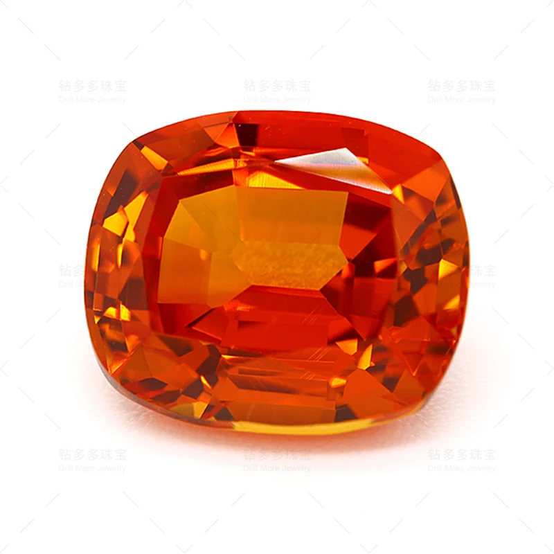 Lab Grown Sapphire wholesales Synthetic Created Sapphire orange Cushion Cut Loose Gemstones For Jewelry Making