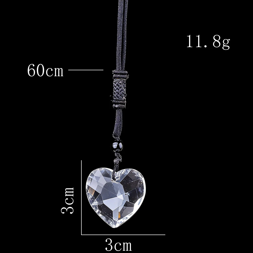 3D Pure Transparent Heart-Shaped Crystal Necklace Icy Pendant Women Daily Light Choker for Sweaters Suits Gowns Accessories Gift