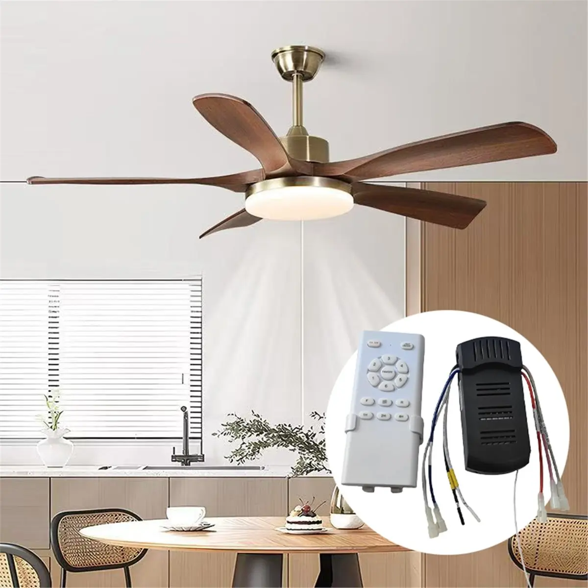 

Универсальный комплект дистанционного управления для потолочного вентилятора с приемником - Высоковольтный выход, 6 скоростей и регулятор яркости света