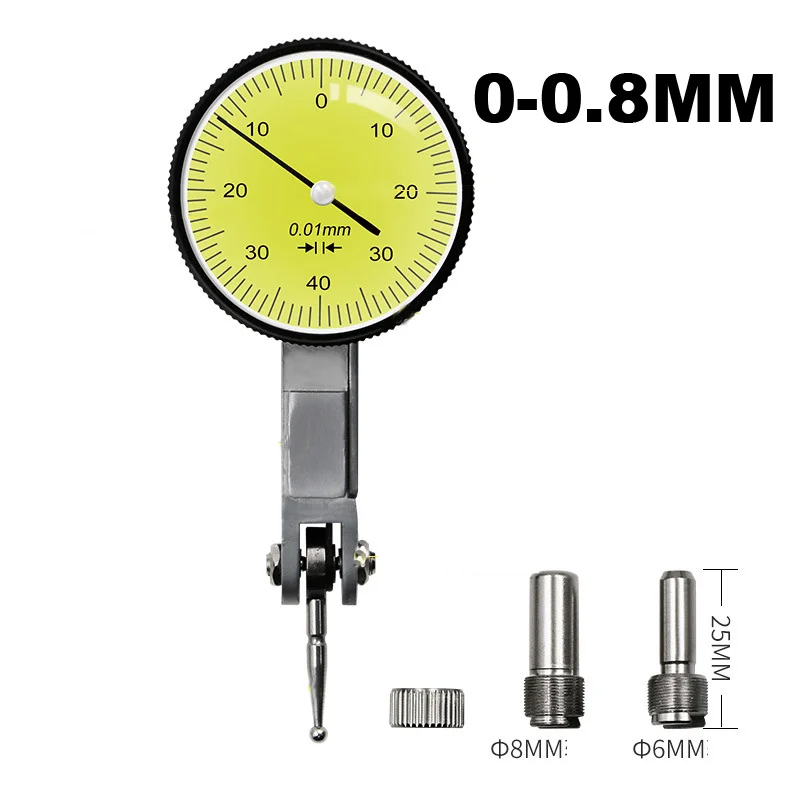 0-0.8mm 0.01mm 표시기 다이얼 레버 미터 눈금자 게이지 테스트 파인더, 마이크로 미터 도구 + 마그네틱베이스 홀더 스탠드