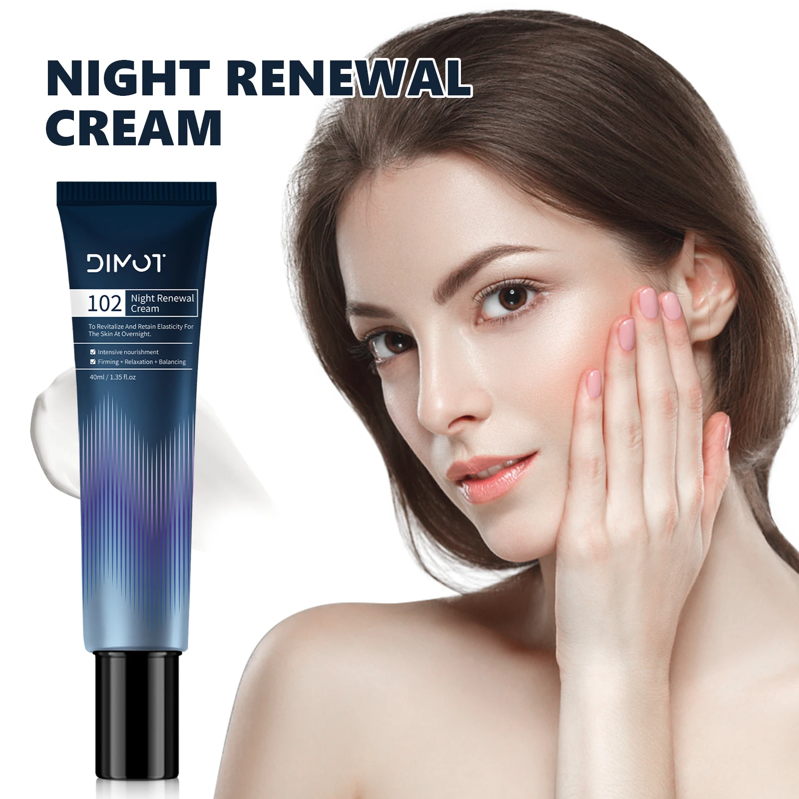 

DIMOT 102 Night Renewal Cream - Intensive Overnight Moisturizer for Firming, Elasticity & Anti-Aging - 40ml
